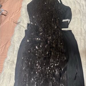 Bebe Black Halter Dress with Sequins